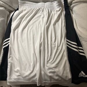 adidas White and Black Sports Shorts with Side Stripes